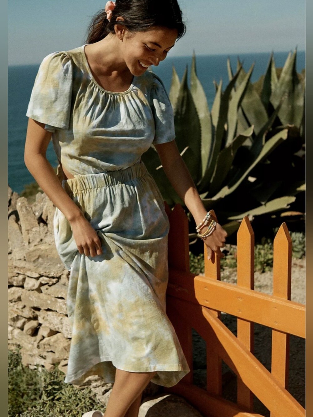 Anthropologie T.La Tie-Dye Open Back/Cutout Maxi Dress